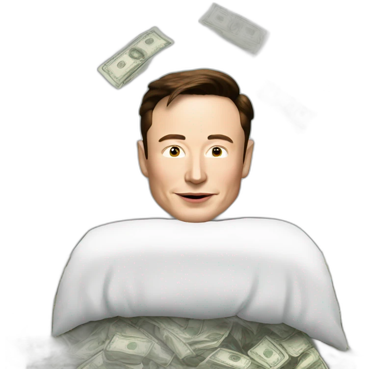Elon musk with in money bed emoji