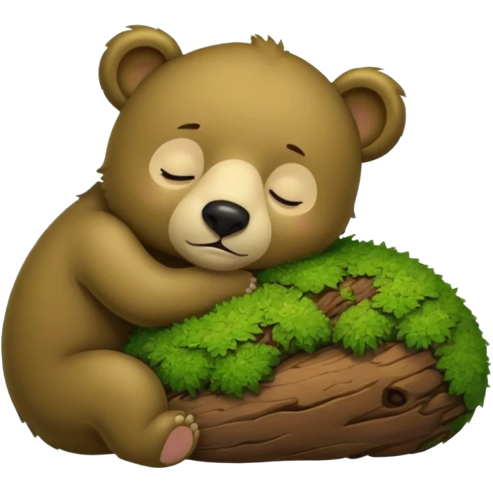 bear cub hugging moss pillow asleep emoji