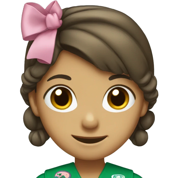 smiling girl with hair bow as a Girl Scout leader emoji