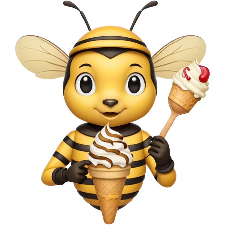 honeybee with ice cream in hand emoji