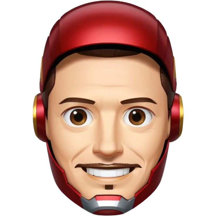 Iron Man helmet off, Tony Stark smiling emoji