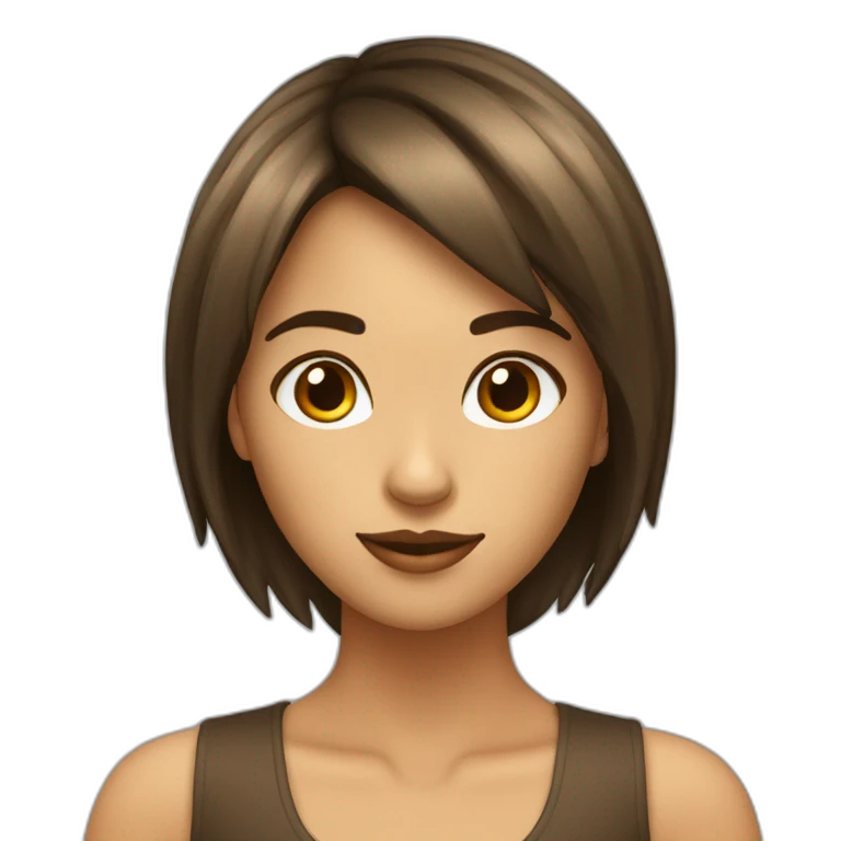 CHICA DE PELO MORENO Y FLEQUILLO Y OJOS MARRONES emoji