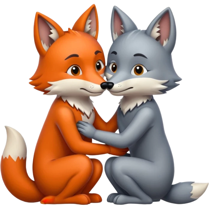 the wolf and the fox embrace emoji
