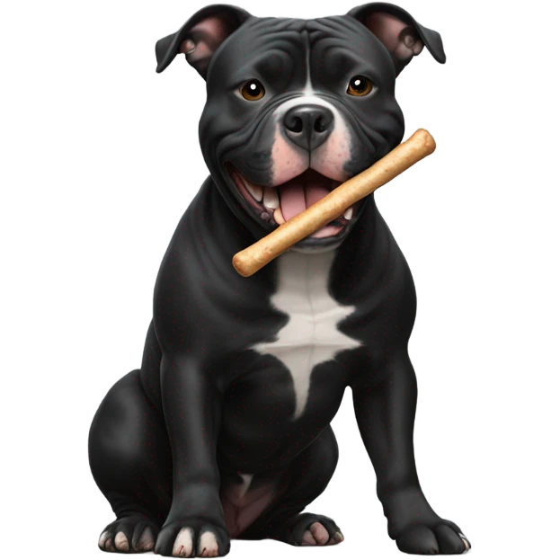 Black American Bully with a bully stick emoji