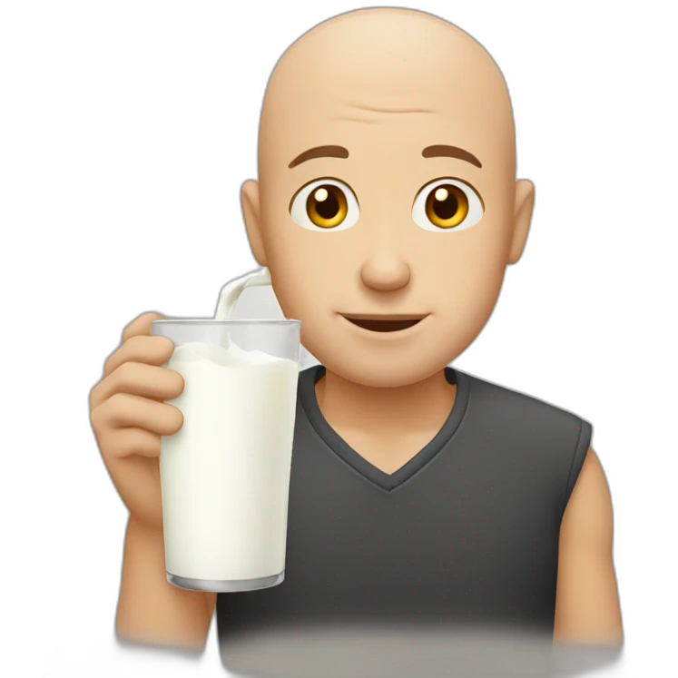 Bald man drinking milk emoji
