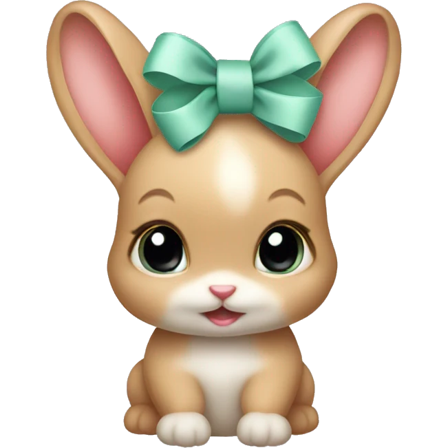Baby bunny with coquette bow on ear emoji