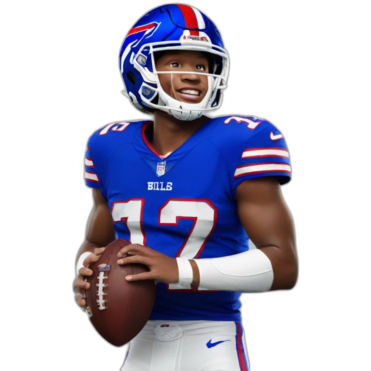 josh allen in a bills jersey and helmet emoji