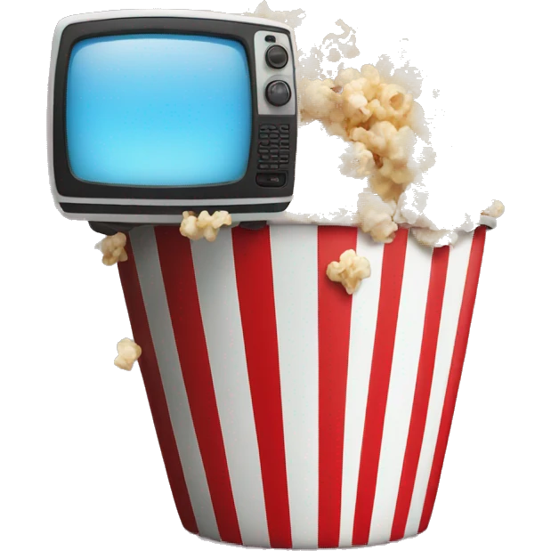 Popcorn in a striped cup with a TV emoji