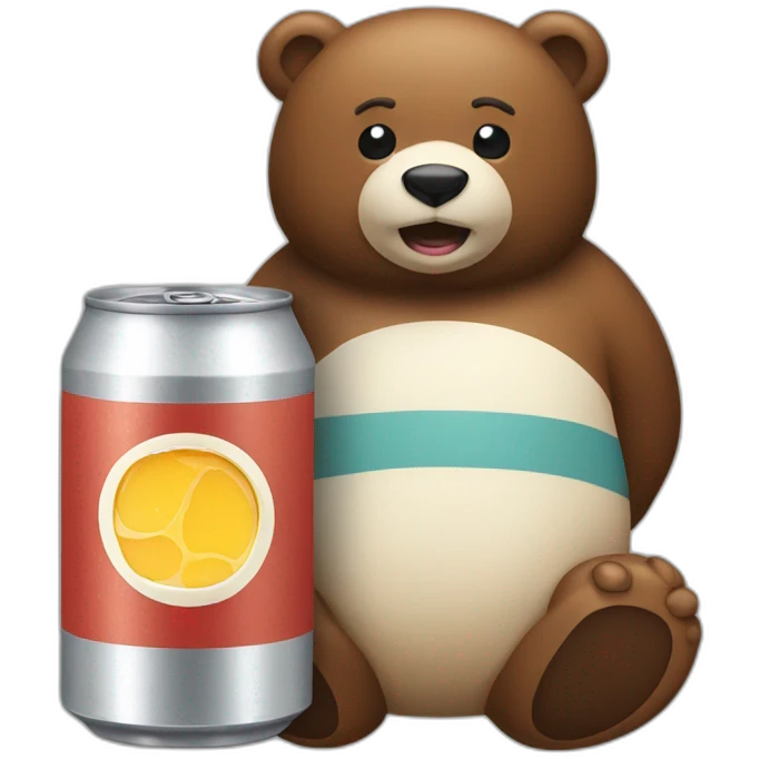 a beverage can that has a bear emoji