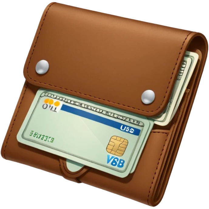 portefeuille marron avec quelques billets et carte bancaire emoji
