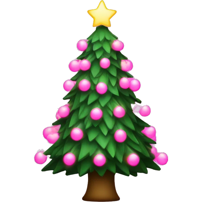 christmas tree with pink lights emoji