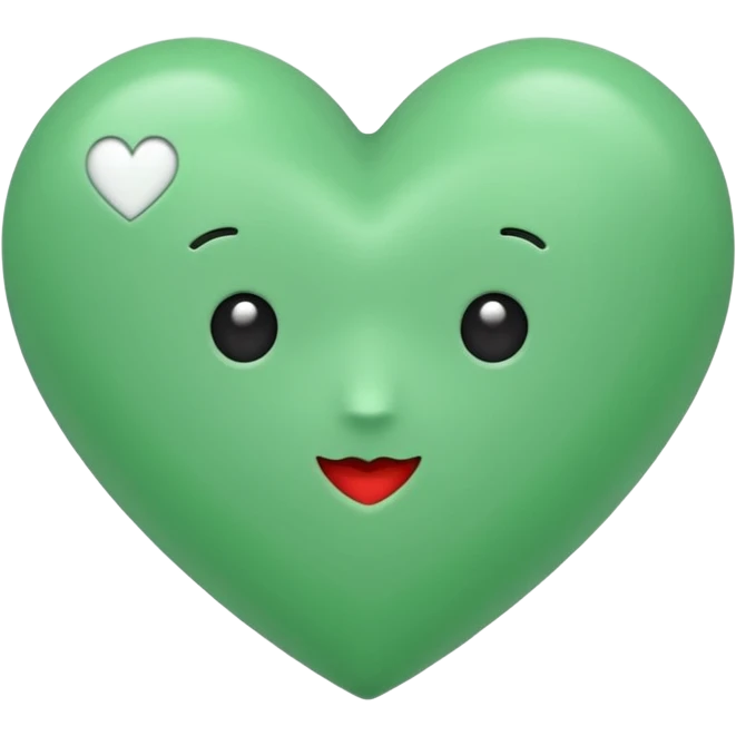 Un corazón de color verde en una tonalidad claridad sin ninguna decoración, solo el corazón  emoji