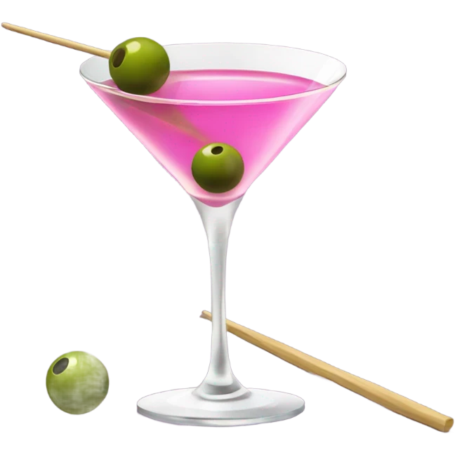 martini glass with olives and pink emoji