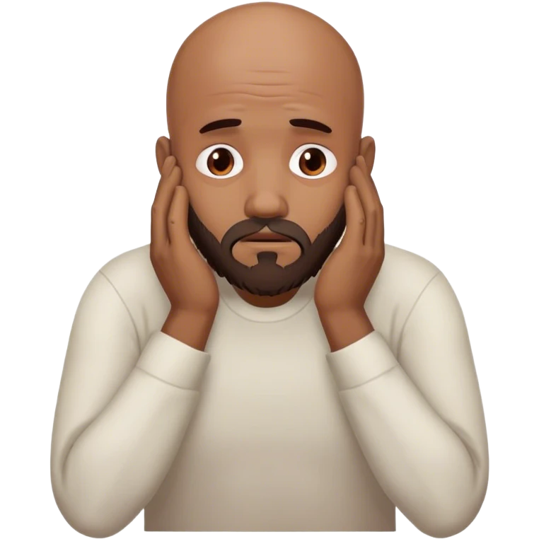 A bald beard man with his head in his hands looking depressed emoji