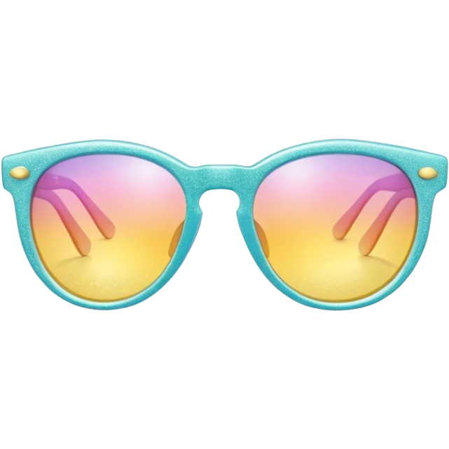 A colorful pair of shiny glossy smooth soft sparkly glittery sunny Pastel sunglasses (aesthetic, loose object, apparel), seen from the side, 3/4 angle emoji