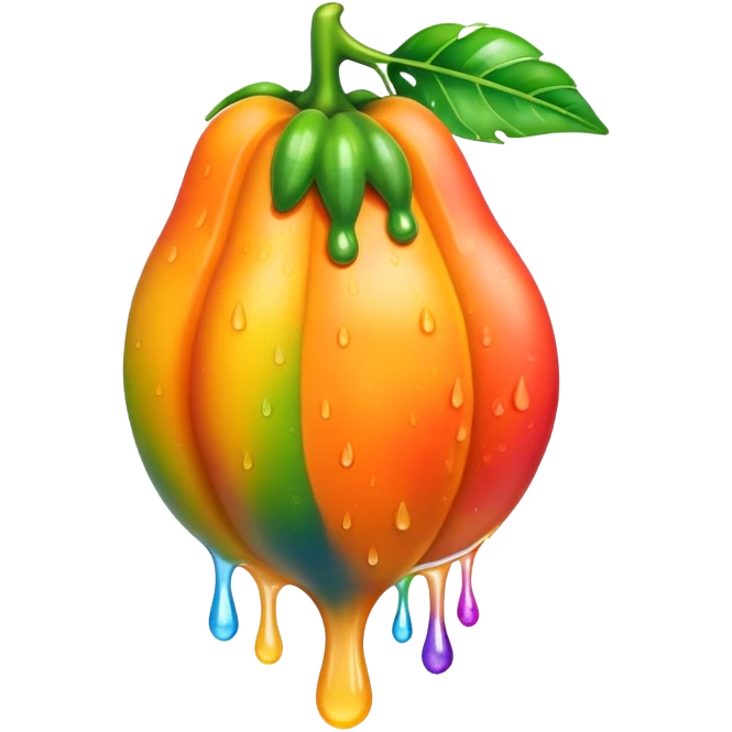 Wet rainbow dripping papaya emoji
