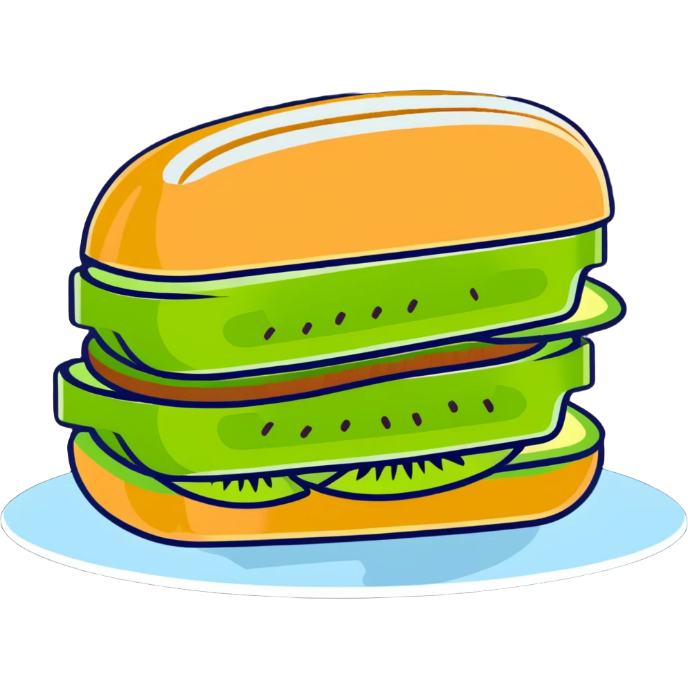 Kiwi sandwich with sliced kiwi fruit between bread slices emoji