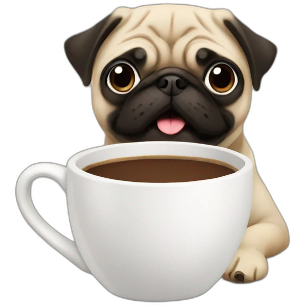 pug drinking coffee from a mug emoji