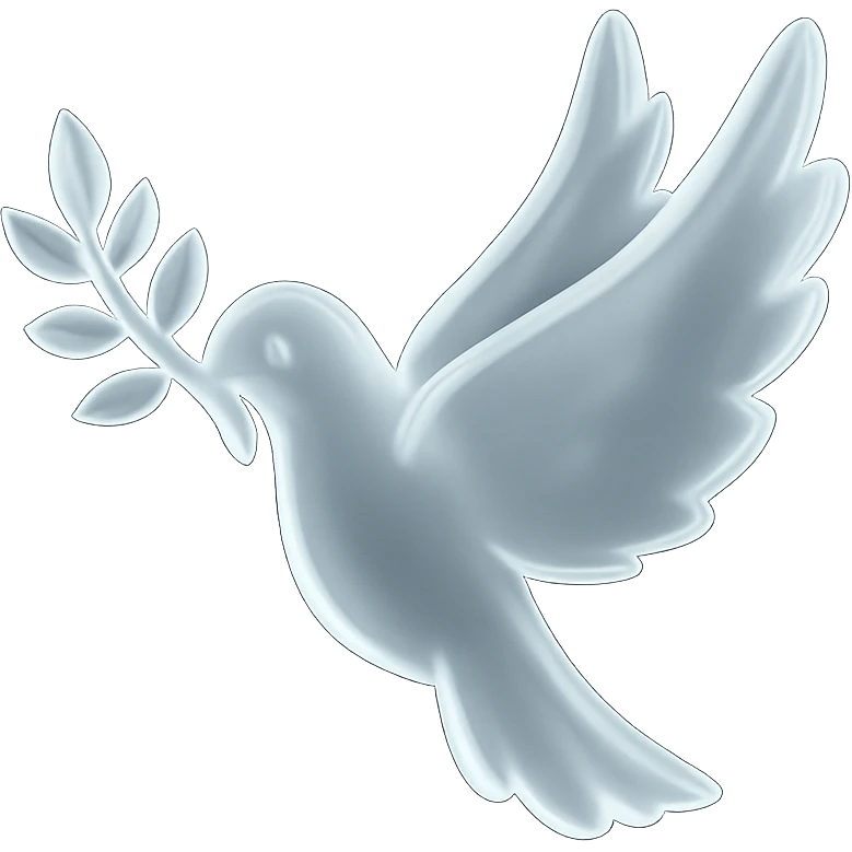 Transform the pigeon with a twig icon into a matte glass style. Make the bird and twig appear translucent and frosted, with soft highlights and a subtle glassy effect, while keeping the overall shape and pose clear. emoji
