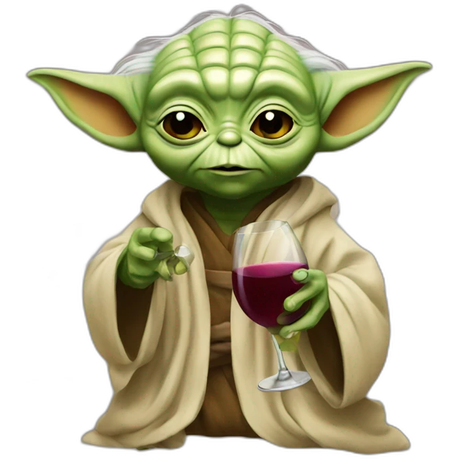 Yoda with wine emoji