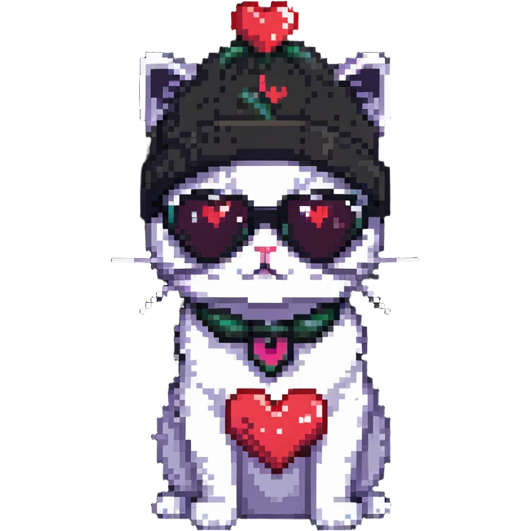 cat wearing a beanie and heart-shaped sunglasses emoji