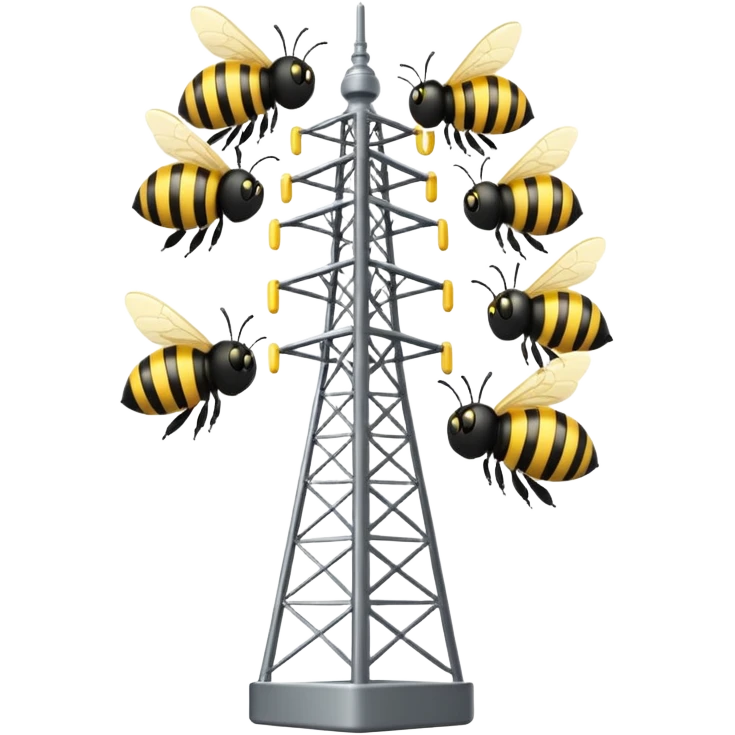Bees flying around and cell tower in background  emoji