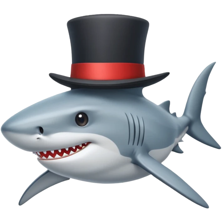 Shark with a top hat emoji