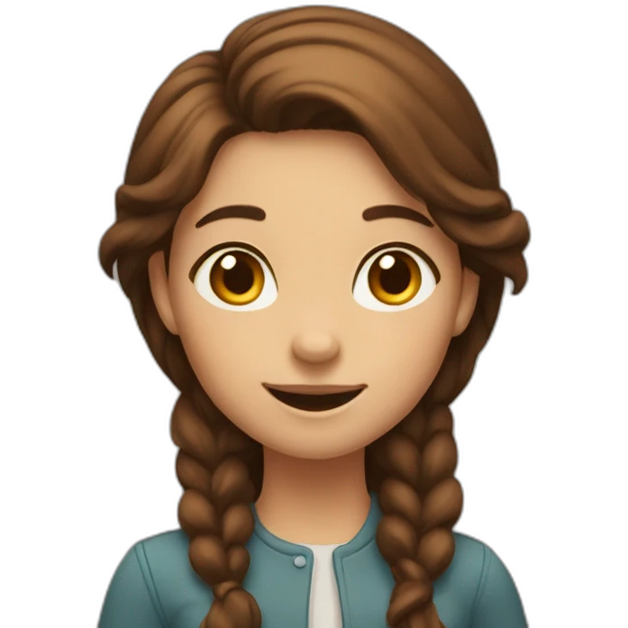 girl with brown hair is delighted, rejoices, stands tall emoji