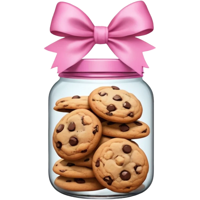 Pink jar of chocolate chip cookies with a bow  emoji
