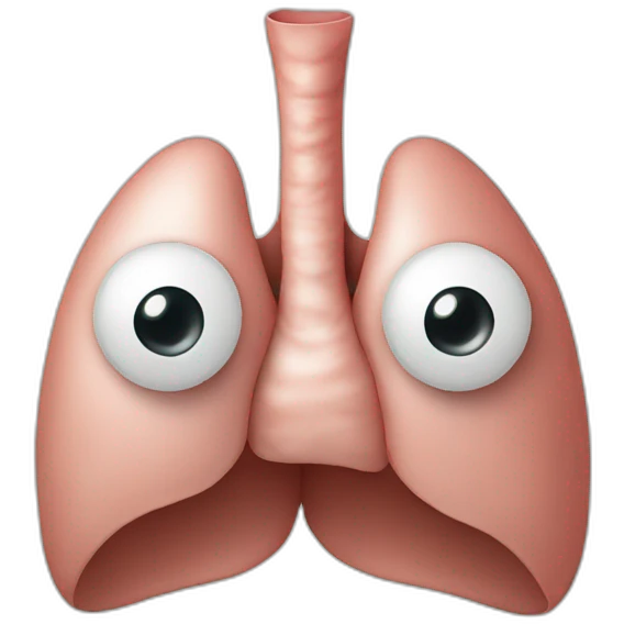 Lungs with a smile and two eyes emoji