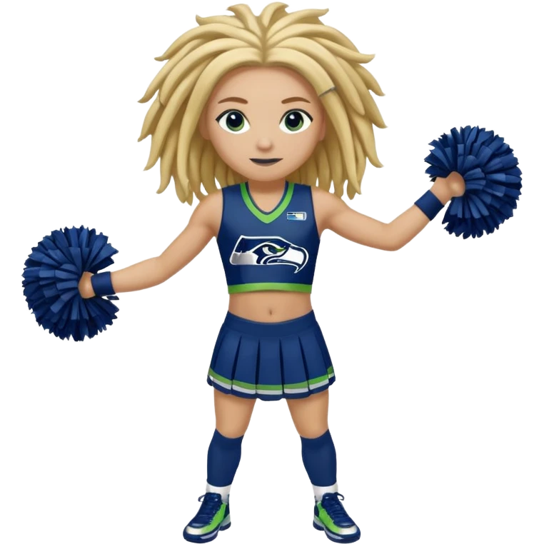 Blonde dreadlocks , blue eyes , cheerleader , full body , Seattle Seahawks emoji