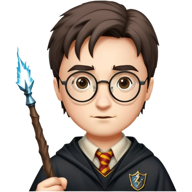 Harry Potter with glasses, lightning scar, and wand emoji