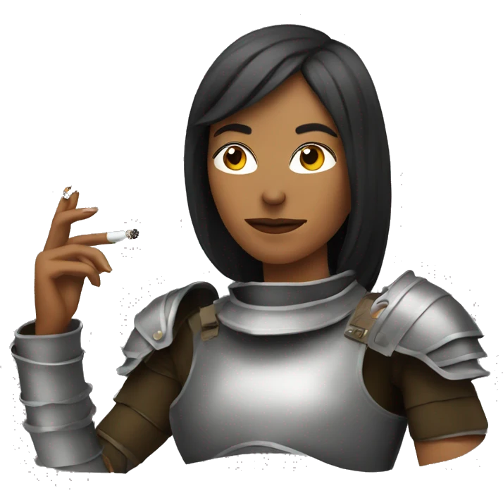 woman wearing armor smoking a cigarette emoji