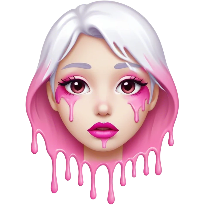 Slightly open pink ombre lips with white paint dripping off emoji