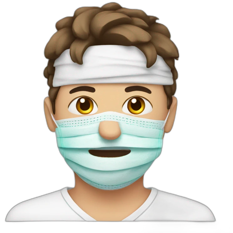 ma with bandages on face emoji