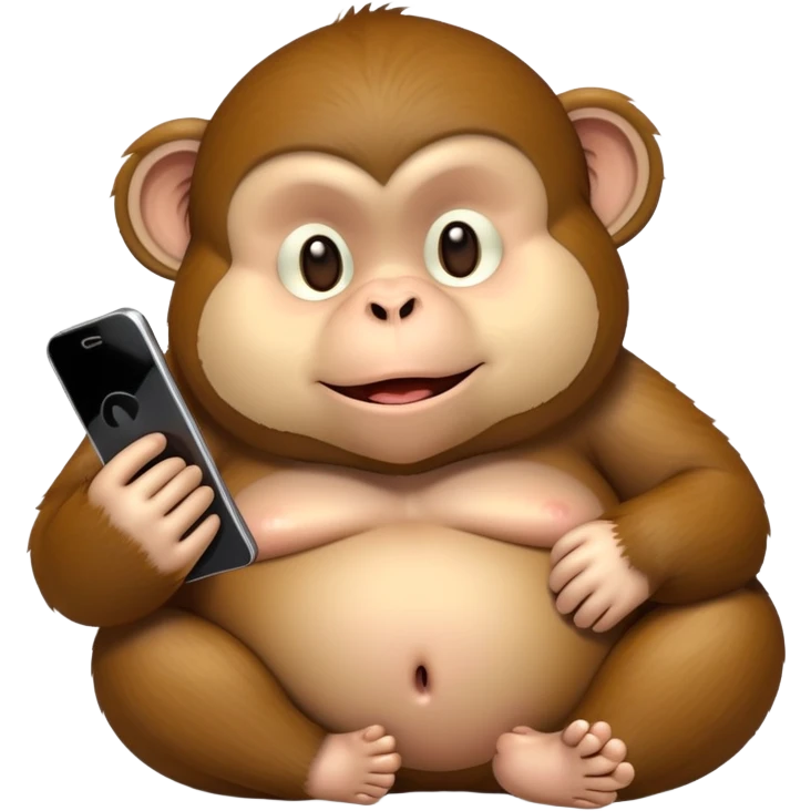 Fat monkey being lazy with phone  emoji