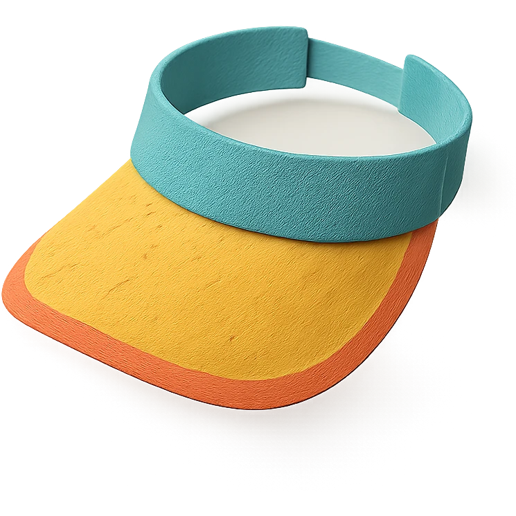 simple and colorful sun visor with paper-craft style emoji