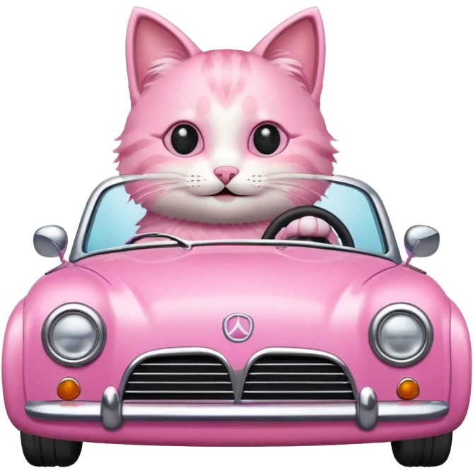 Cat driving a pink car  emoji