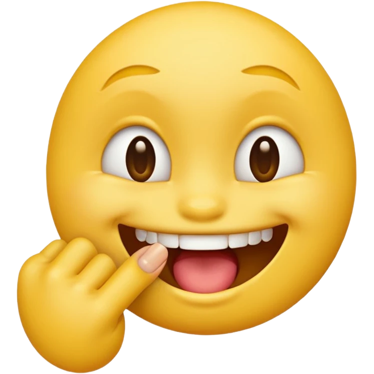 Yellow emoji smirking while biting finger  emoji
