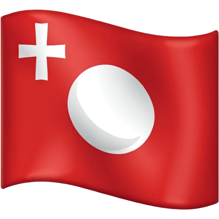 Créame un emoji de una bandera roja con un círculo blanco a un costado y una cruz dentro del circulo boanco emoji