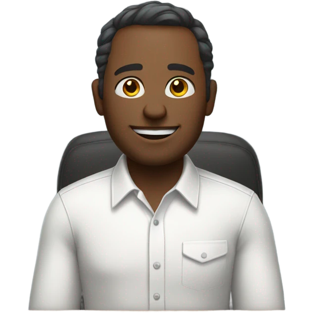man on desk wearing white button down shirt front view emoji