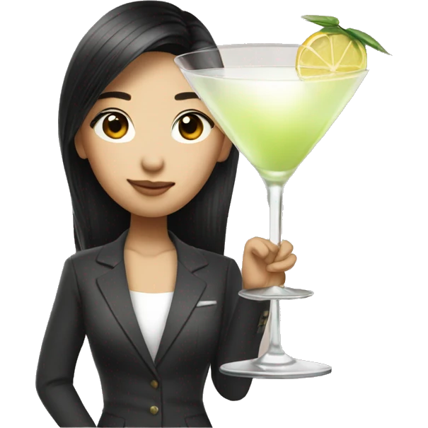 Cool Pretty Asian cool drinking martini emoji