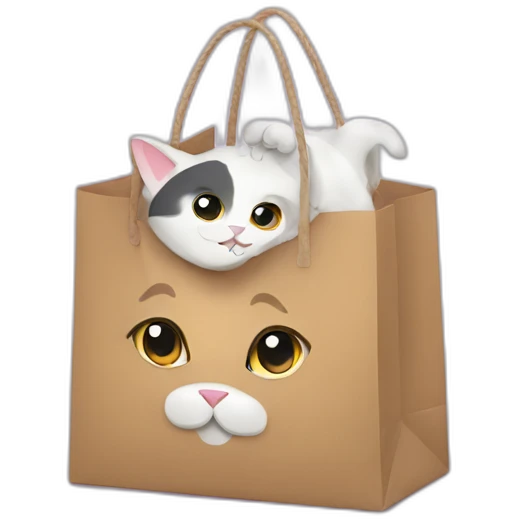 Cat hides in shopping bag emoji