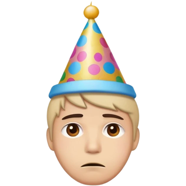 happy who is sad wearing a party hat emoji