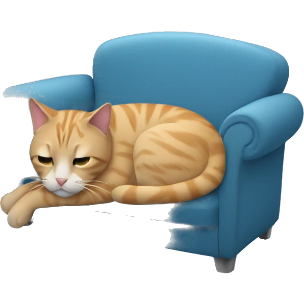  cat out of breath laying on a blue couch emoji
