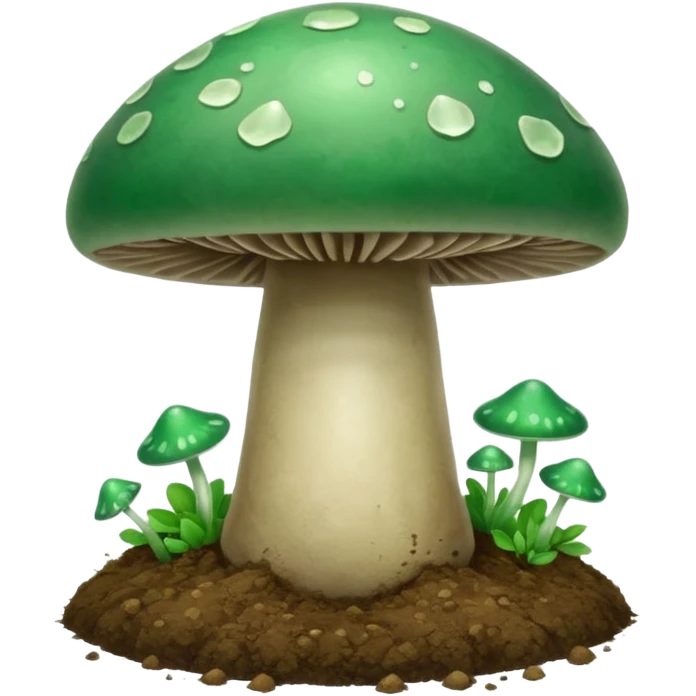 jade magic mushroom with dirt emoji