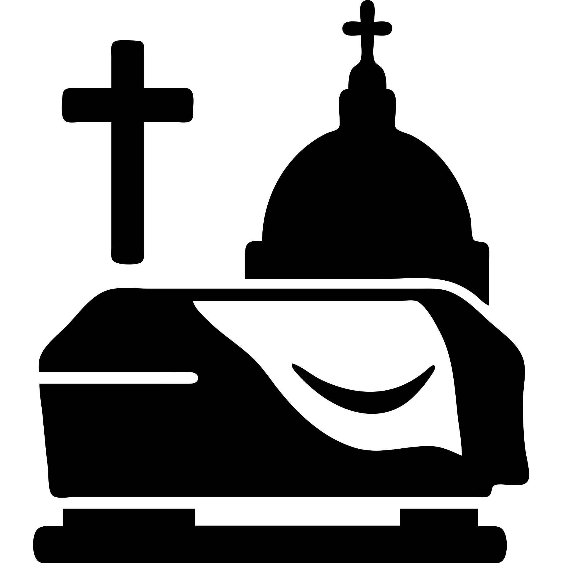 Minimalist representation of a papal funeral with the papal cross, St. Peter's dome, and a draped coffin emoji