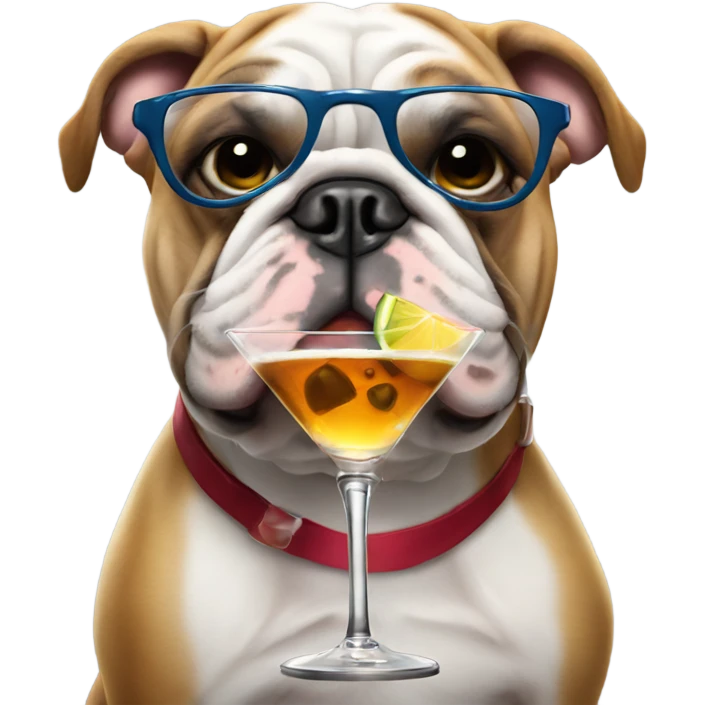 Bulldog drinking martini emoji