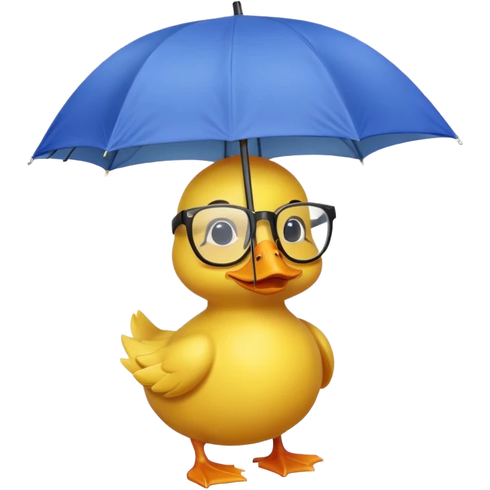 Yellow duck with umbrella and glasses  emoji