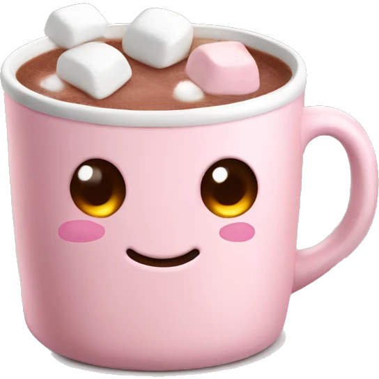 Light Pink mug of hot chocolate with marshmallows  emoji